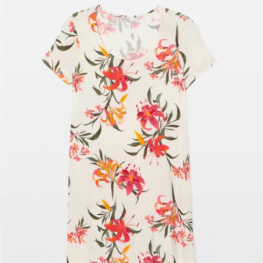 NWOT Soma Cool Nights Floral Short Sleeve Nightshirt - Picture 1 of 4